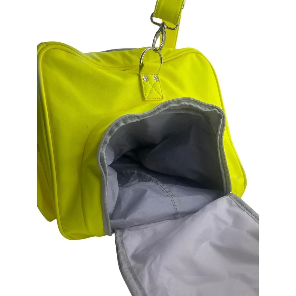 Neon Yellow Softball Stitching Duffel Bag Sports Travel Gym Bag with Shoe Pocket